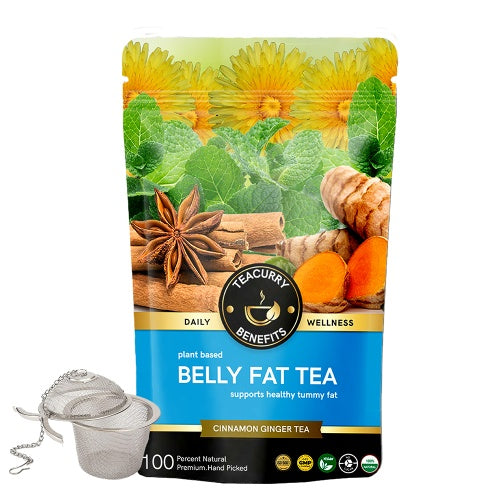 Ivory Natural Belly Fat Tea Pouch Image With Infuser