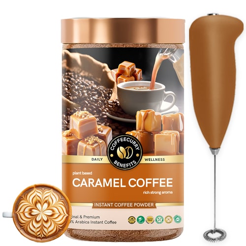 Caramel Instant Coffee Powde with frother