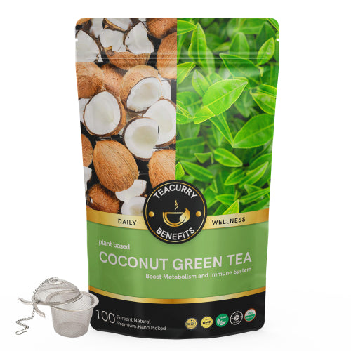 teacurry coconut green tea pouch with Infuser