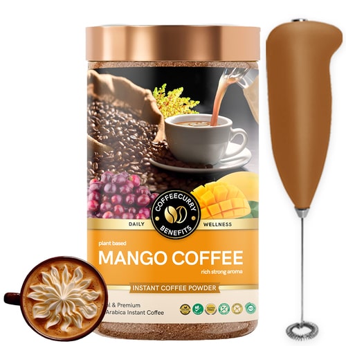 Mango Instant Coffee Powder with frother