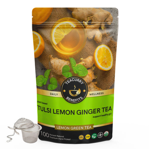 Teacurry Tulsi Lemon Ginger Tea Pouch with Infuser